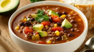 Chipotle ground beef soup