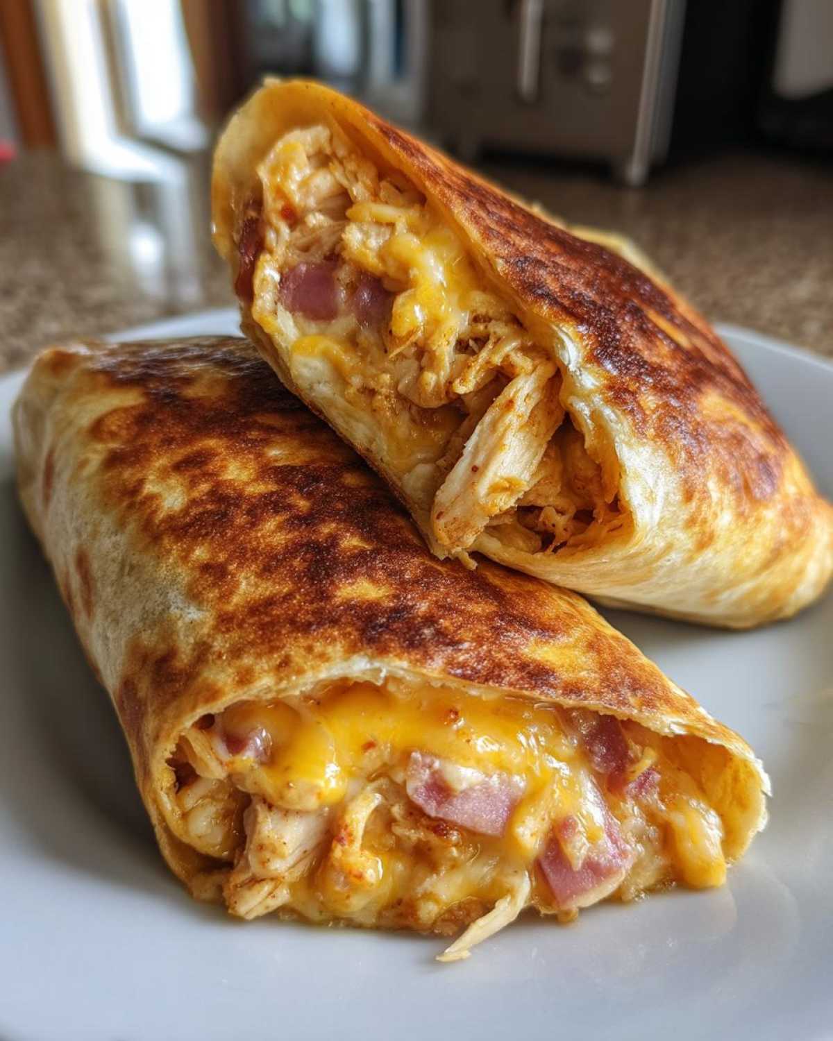 Air Fryer Chicken Ham & Cheese Wraps