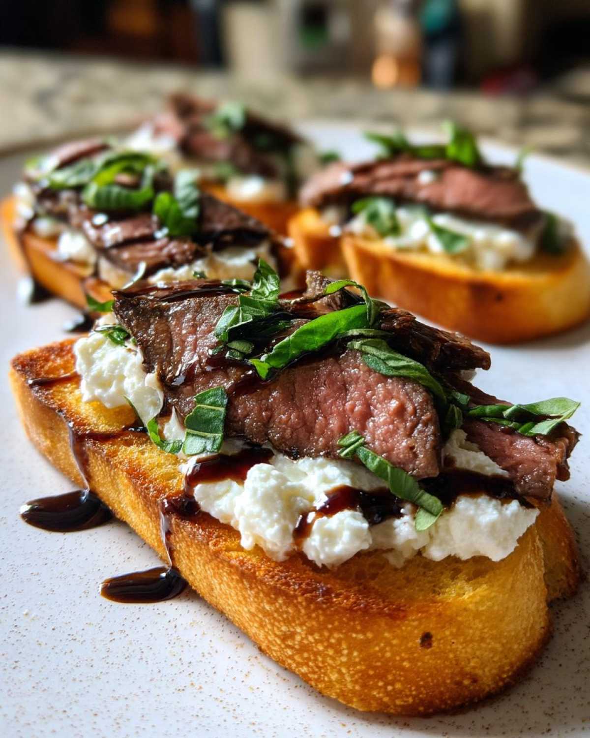 Burrata and Steak Crostini