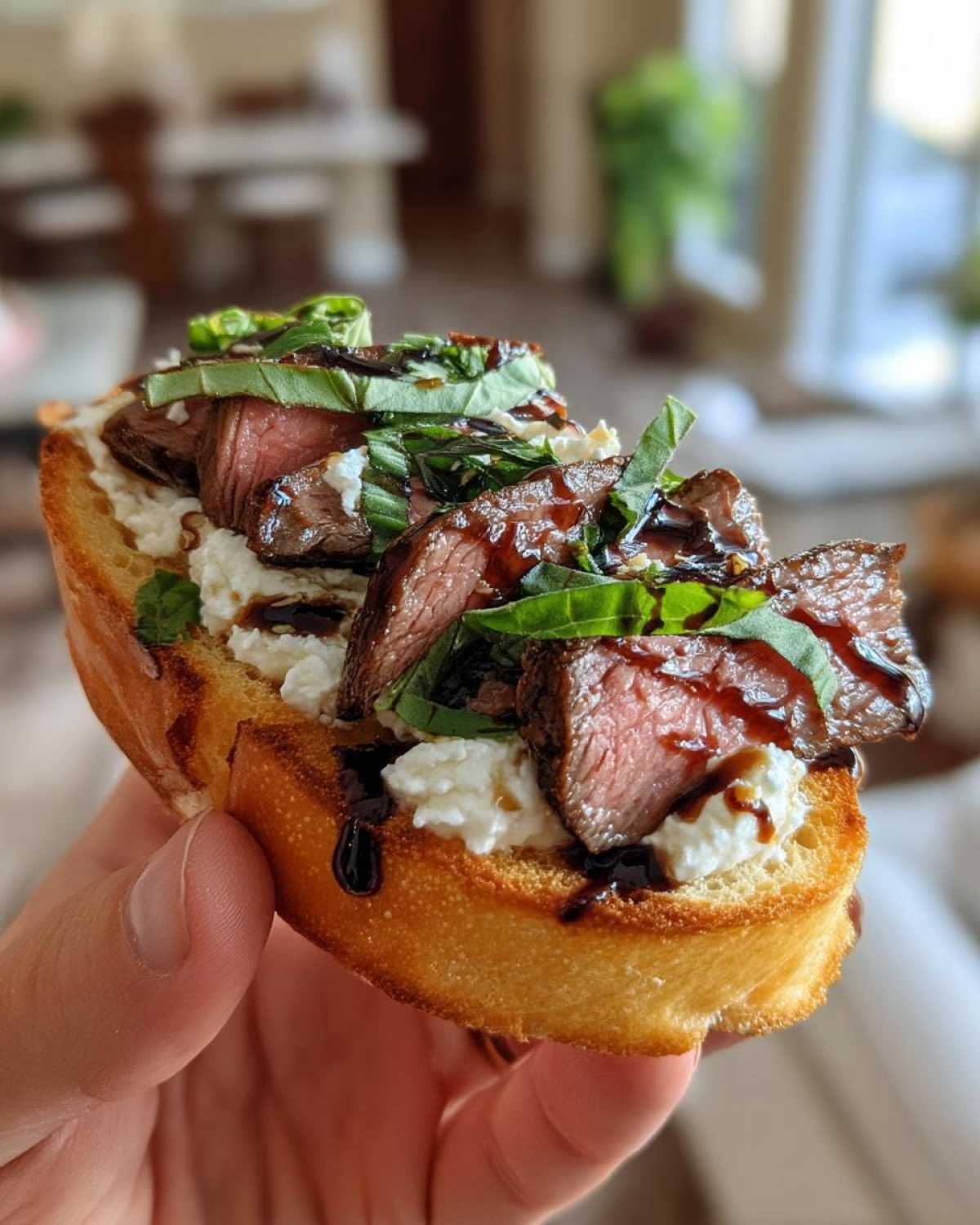 Burrata and Steak Crostini