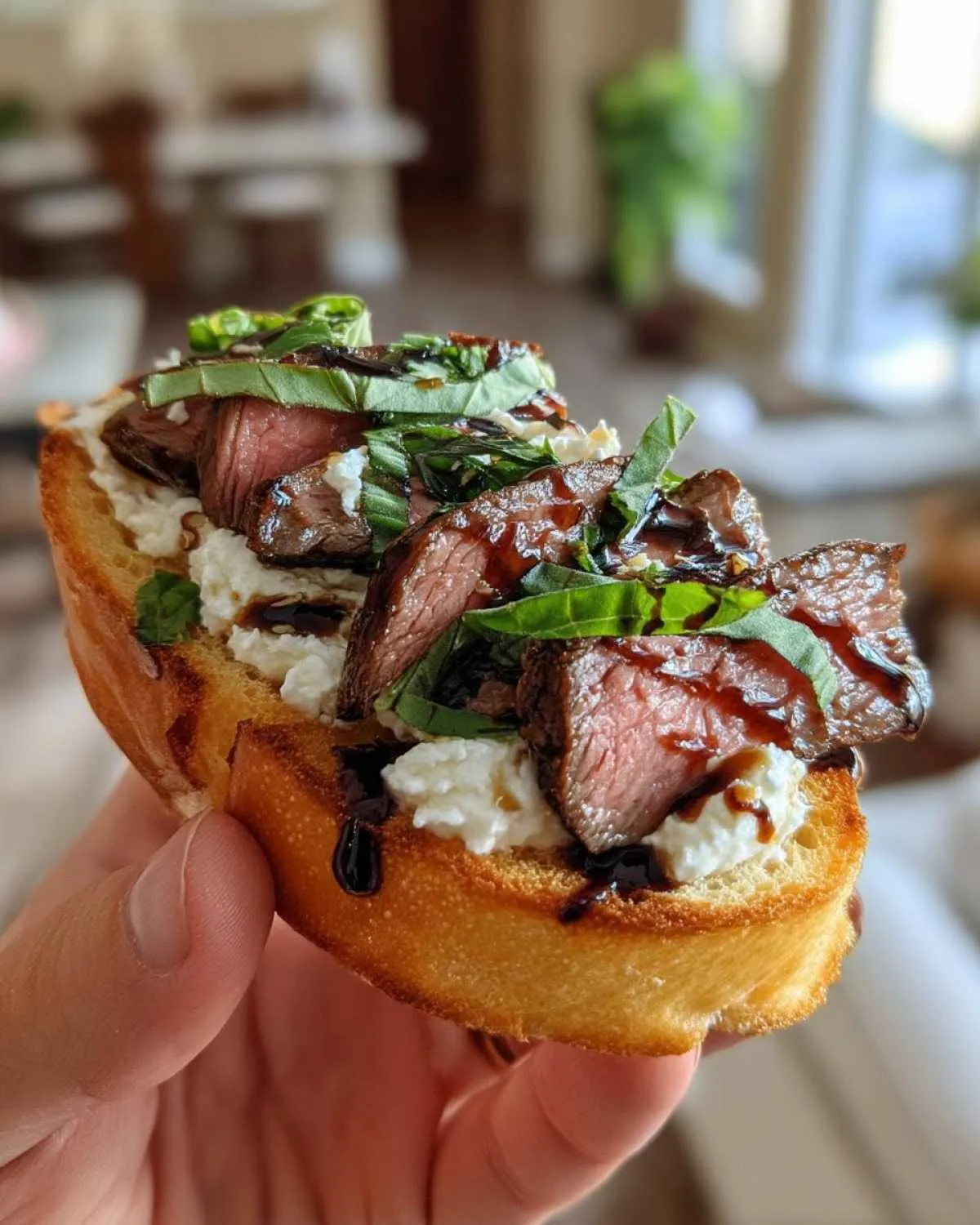 Burrata and Steak Crostini