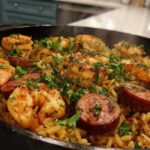 Cajun Shrimp & Sausage Dirty Rice Skillet