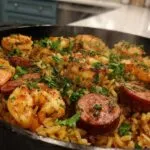 Cajun Shrimp & Sausage Dirty Rice Skillet