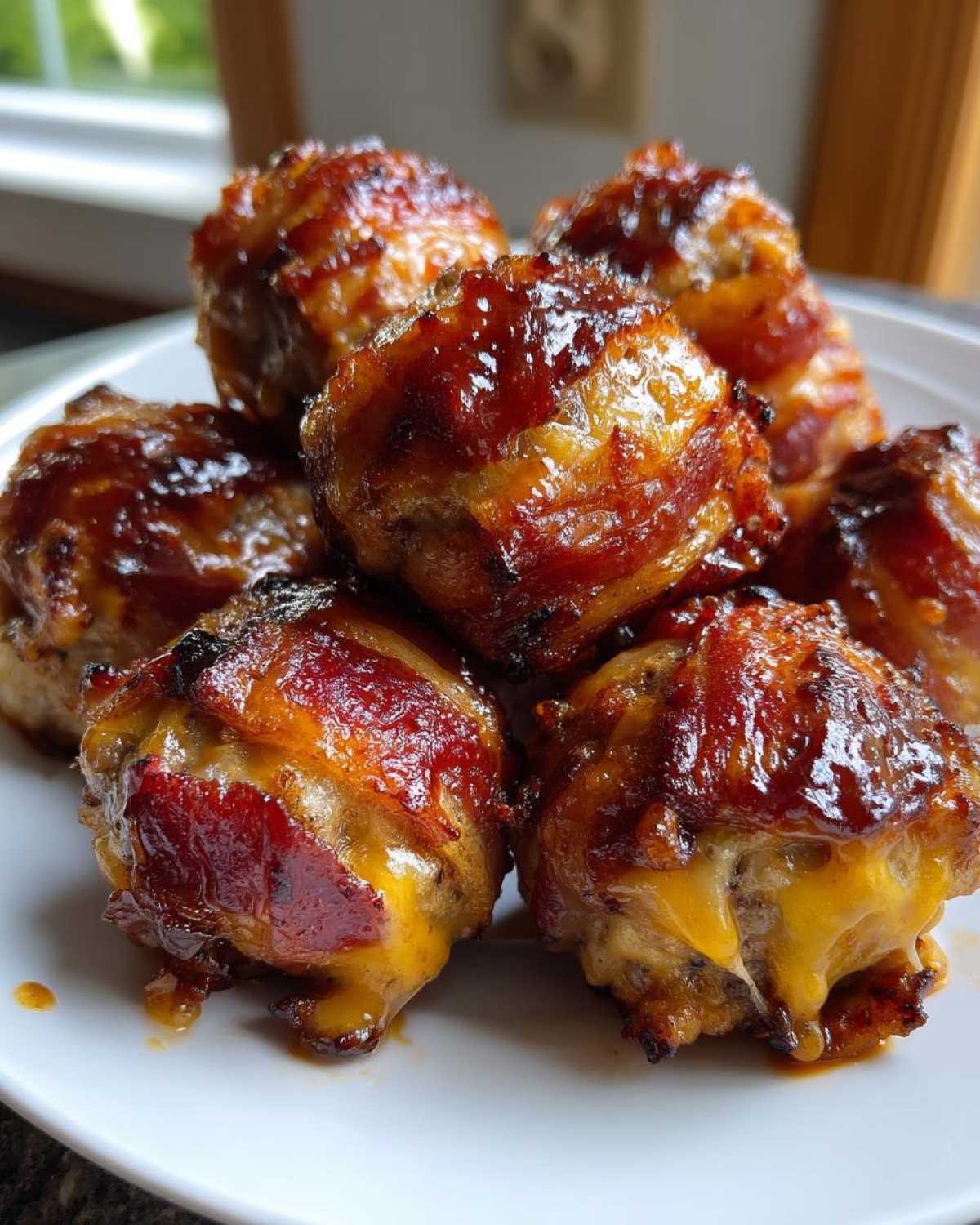 Cheddar-Stuffed BBQ Bacon Bombs