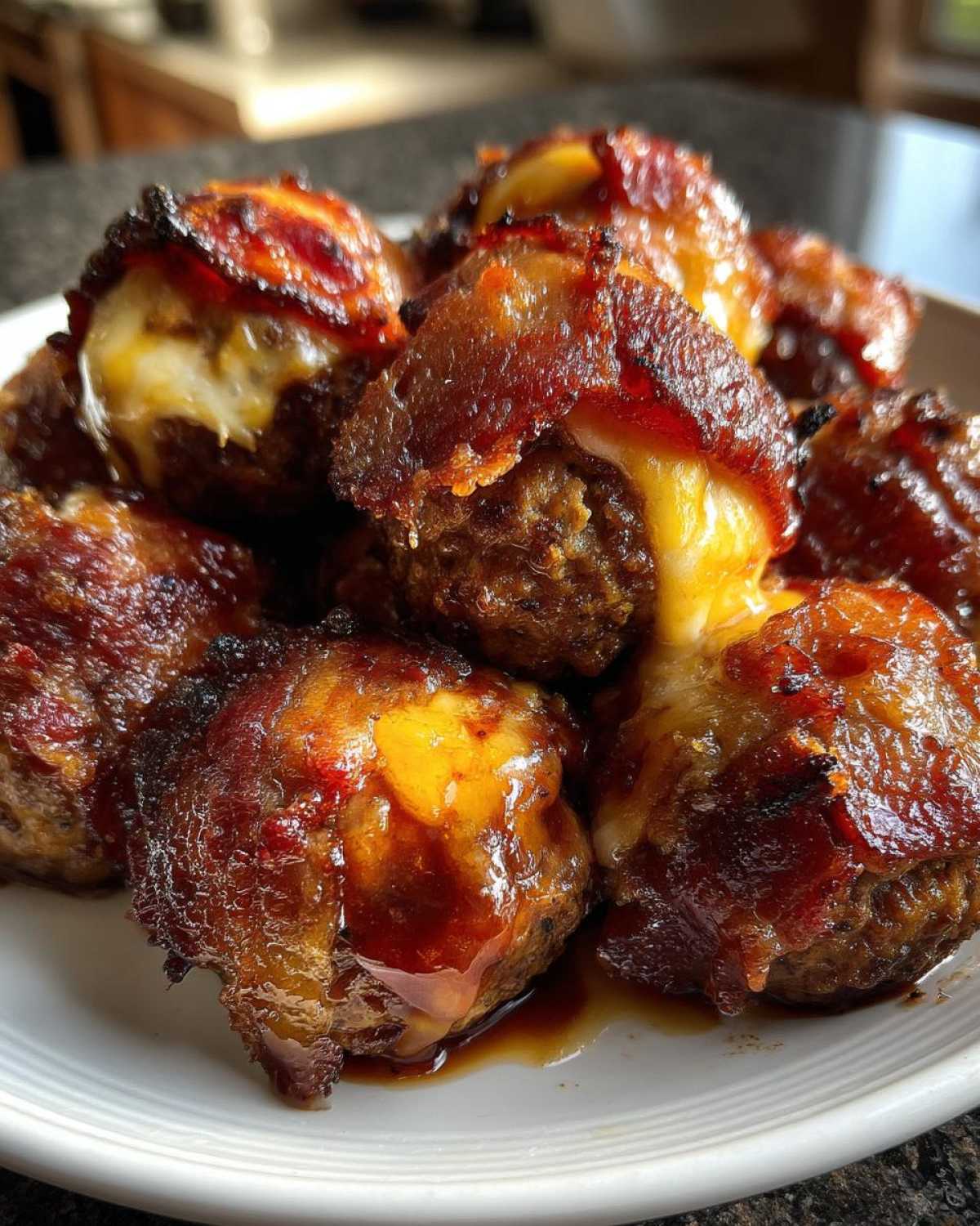 Cheddar-Stuffed BBQ Bacon Bombs