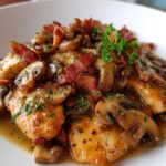 Chicken Slices with Mustard Bacon and Mushrooms