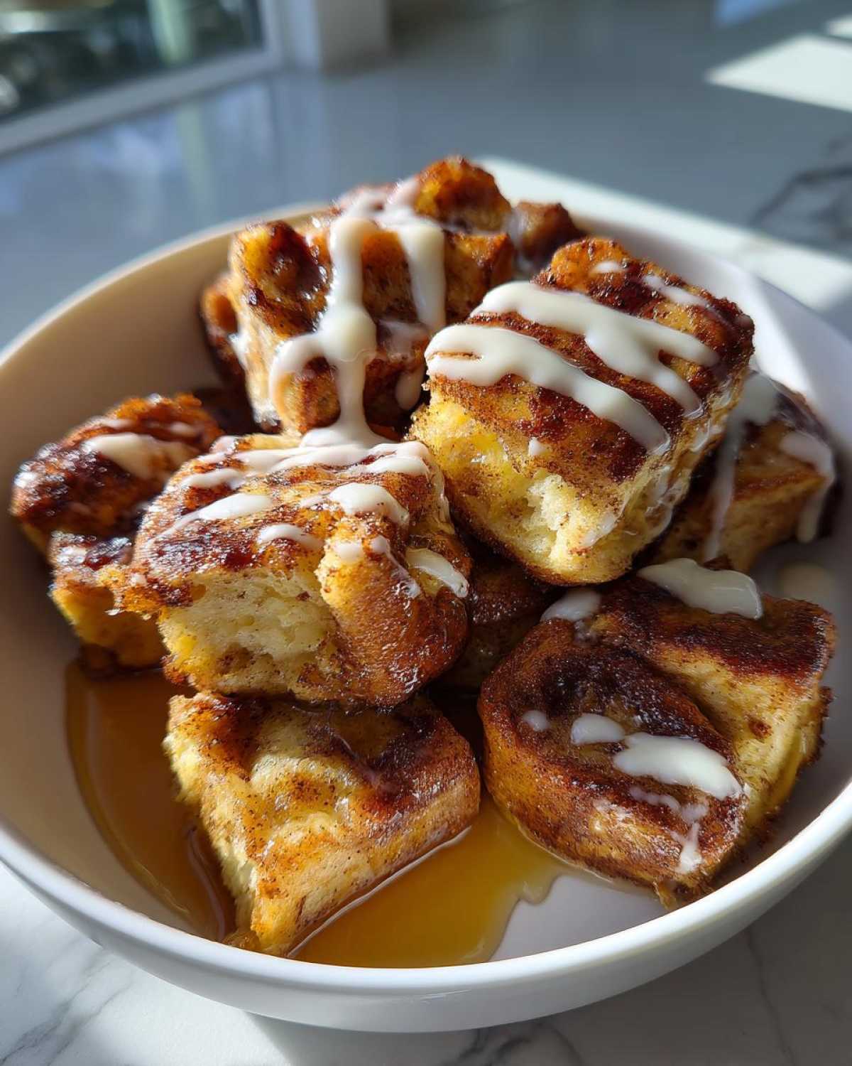 Cinnamon Roll French Toast Bites