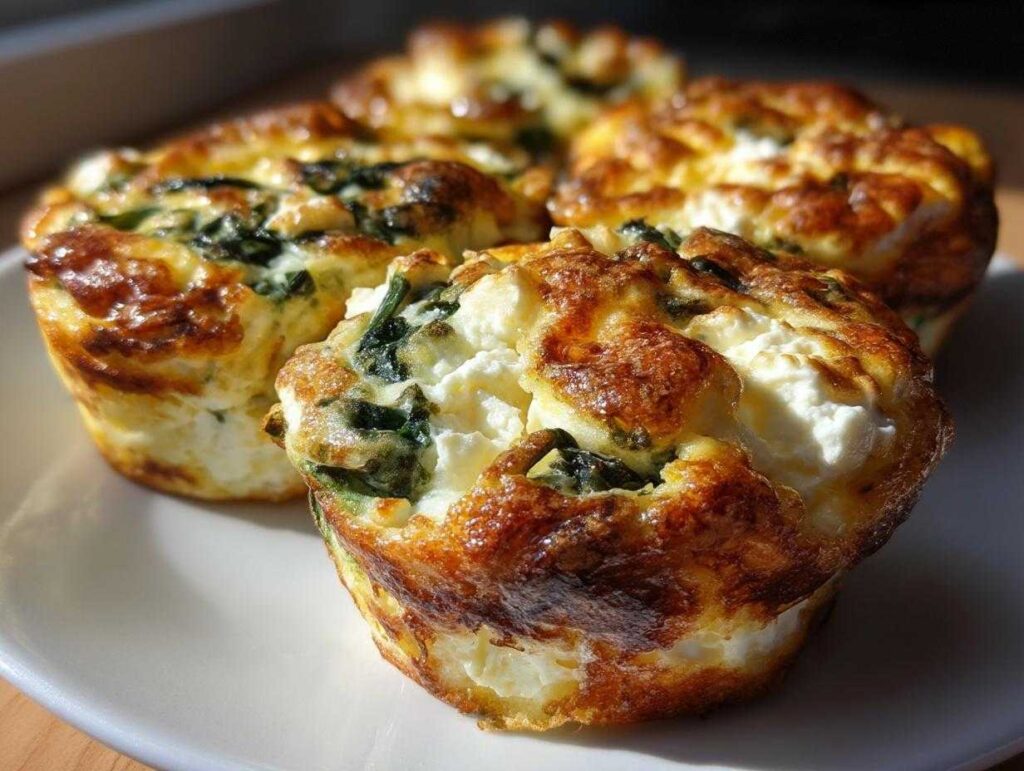 Cottage Cheese Egg Cups With Spinach & Feta