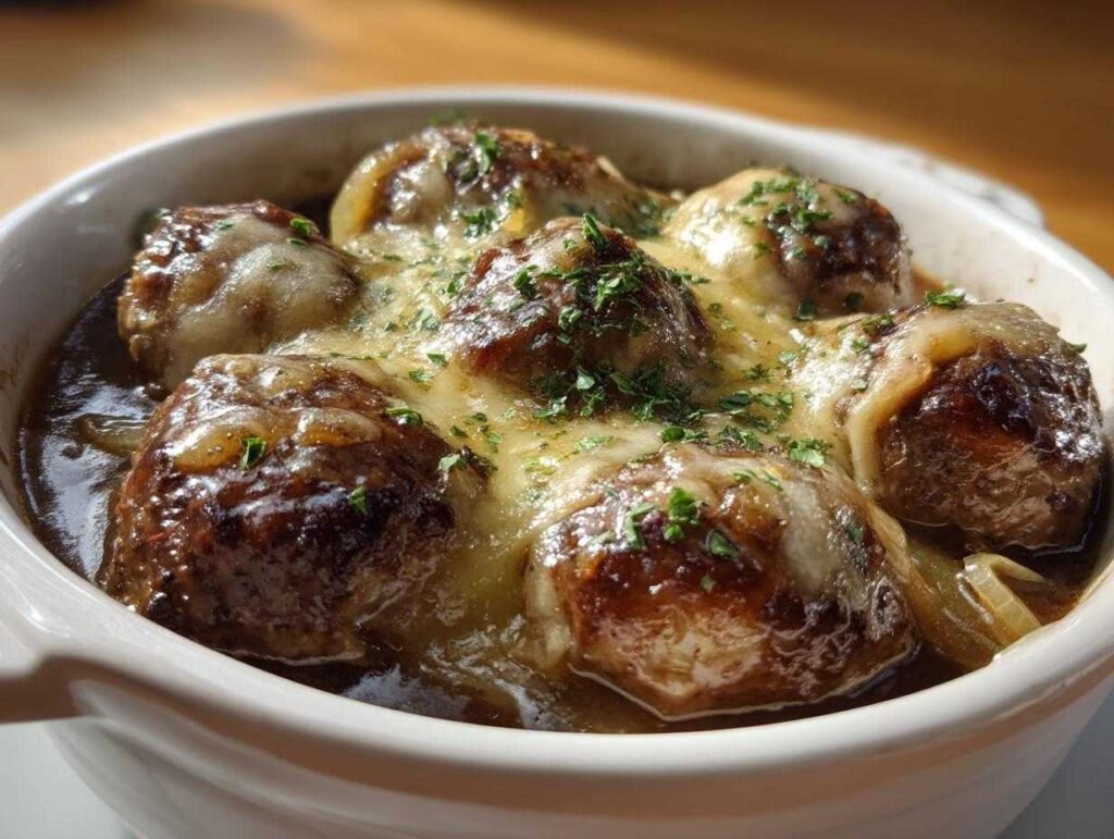 Crock Pot French Onion Meatballs