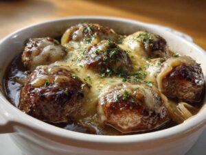 Crock Pot French Onion Meatballs