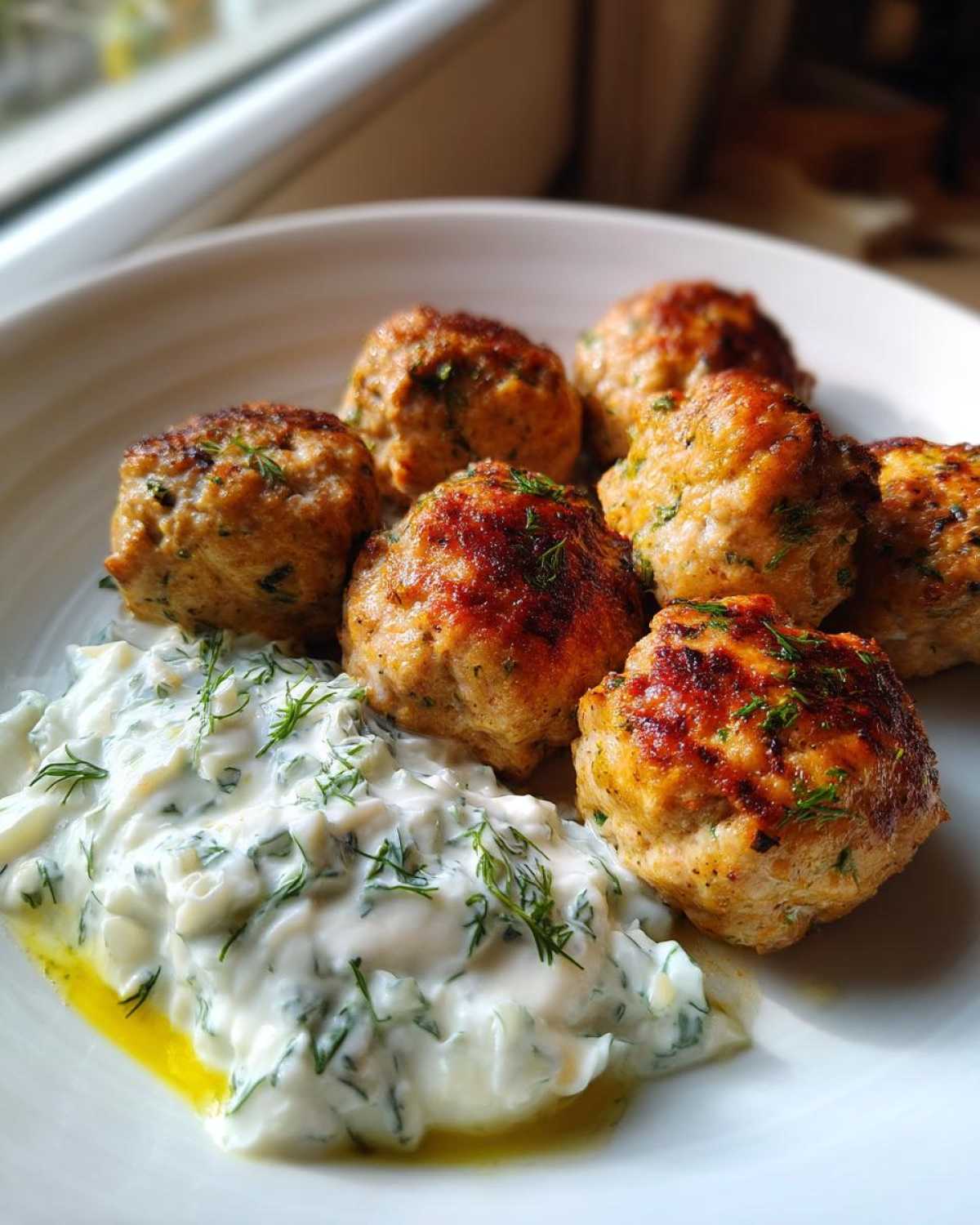 Greek Turkey Meatballs with Tzatziki