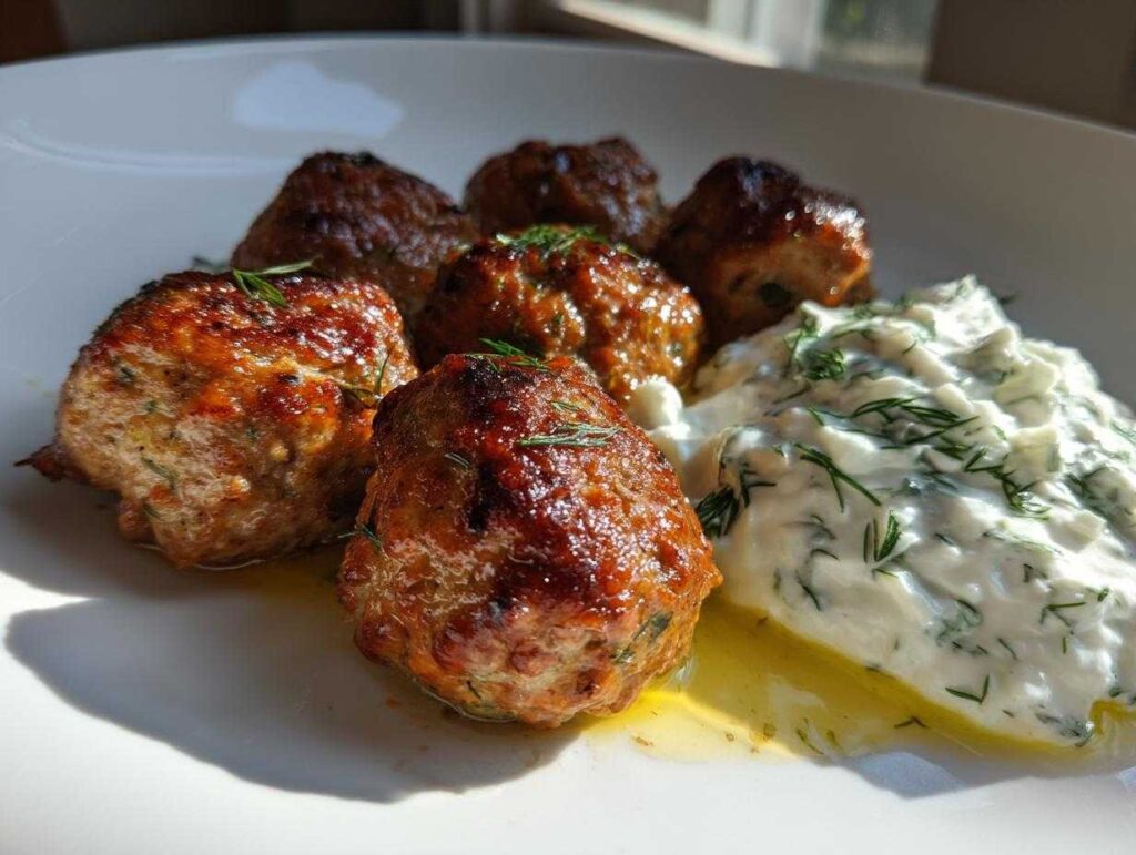 Greek Turkey Meatballs with Tzatziki