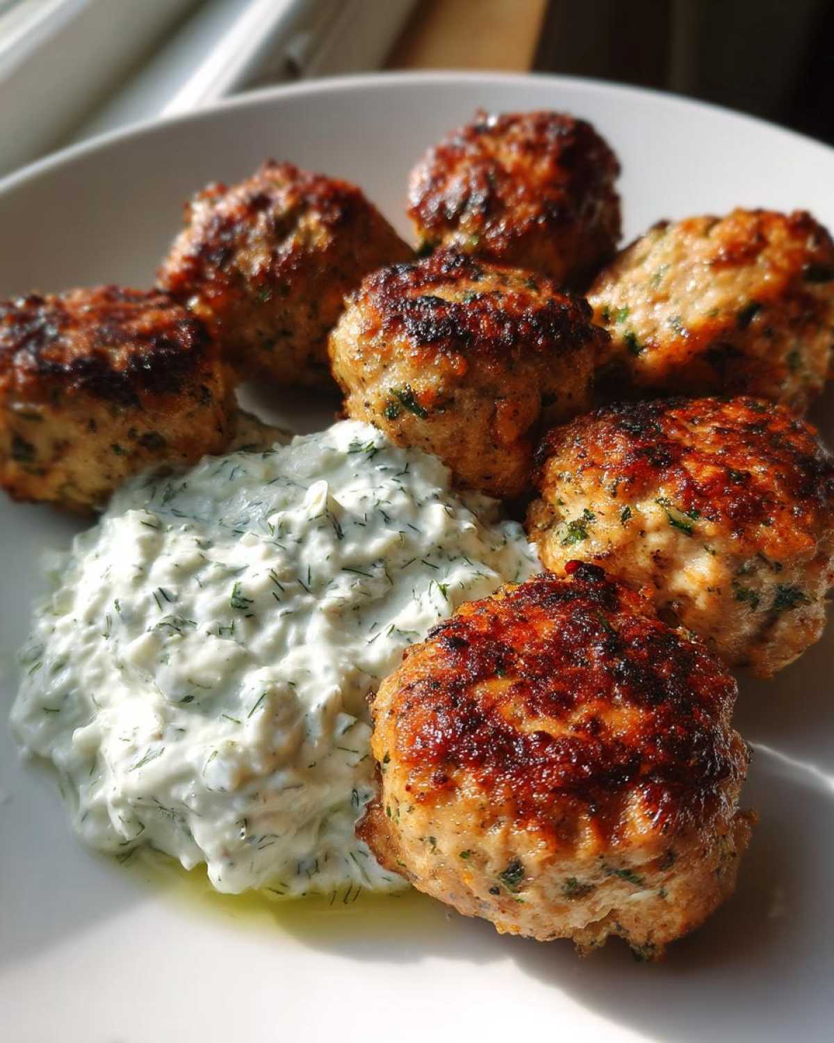 Greek Turkey Meatballs with Tzatziki