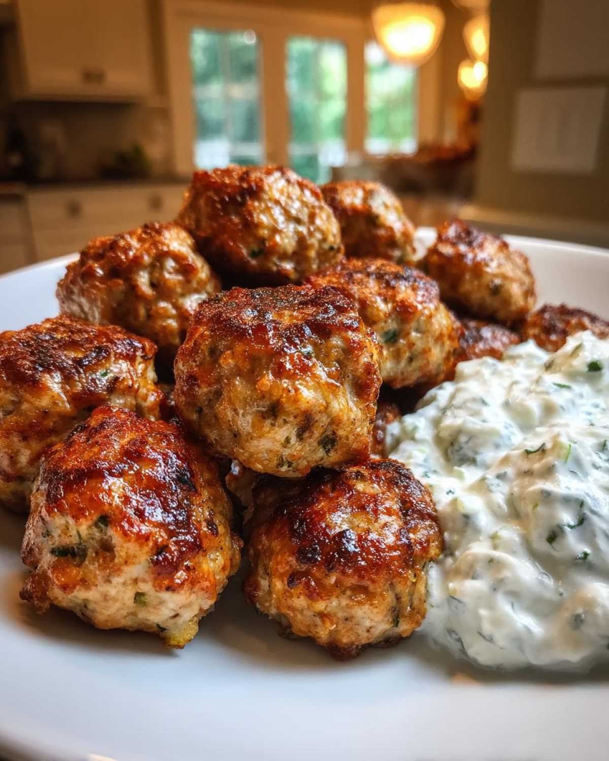 Greek Turkey Meatballs with Tzatziki