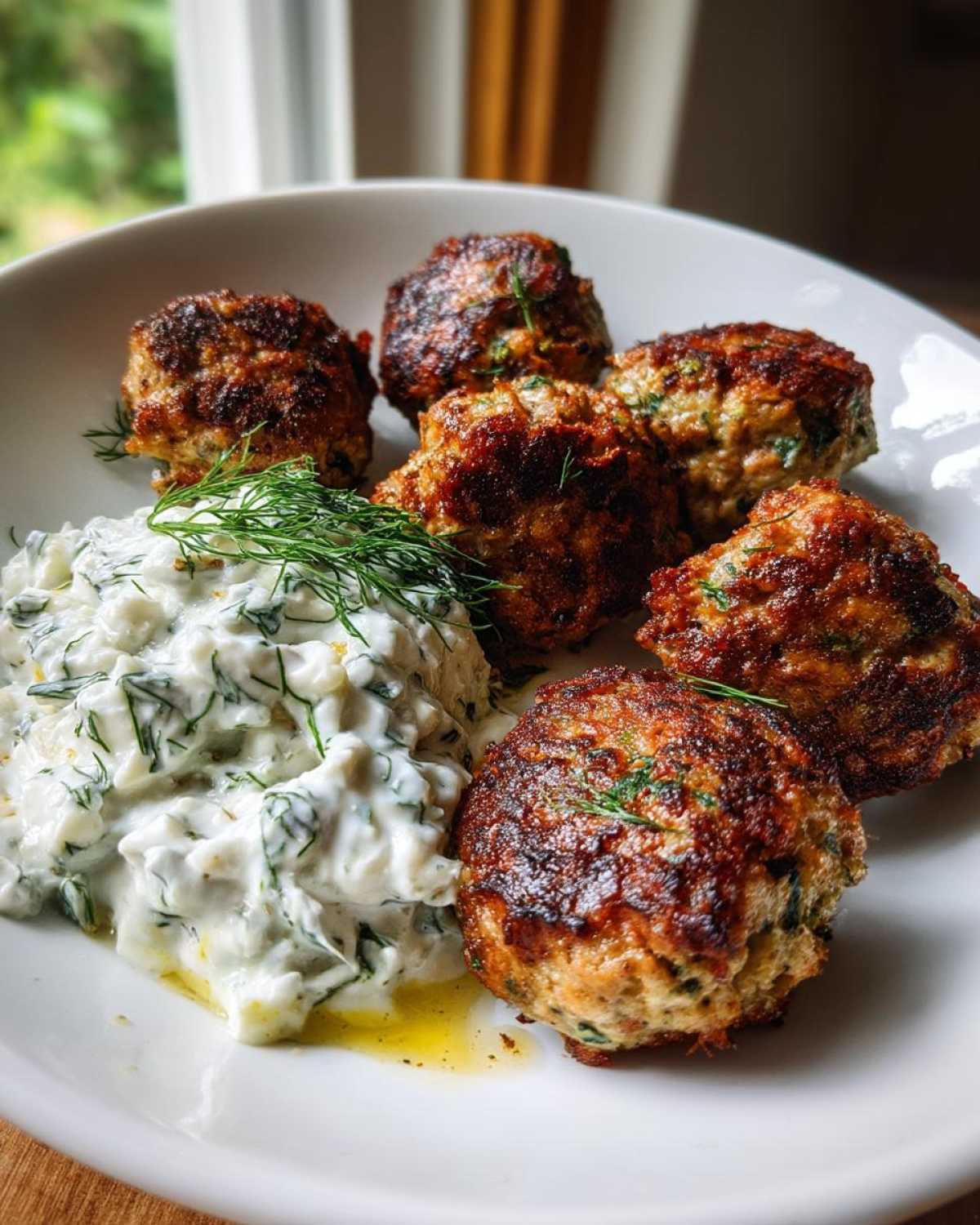 Greek Turkey Meatballs with Tzatziki