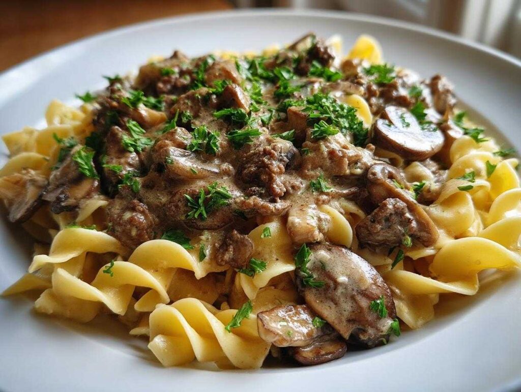 Ground beef stroganoff