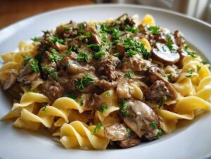 Ground beef stroganoff