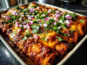 Lazy enchiladas with taquitos