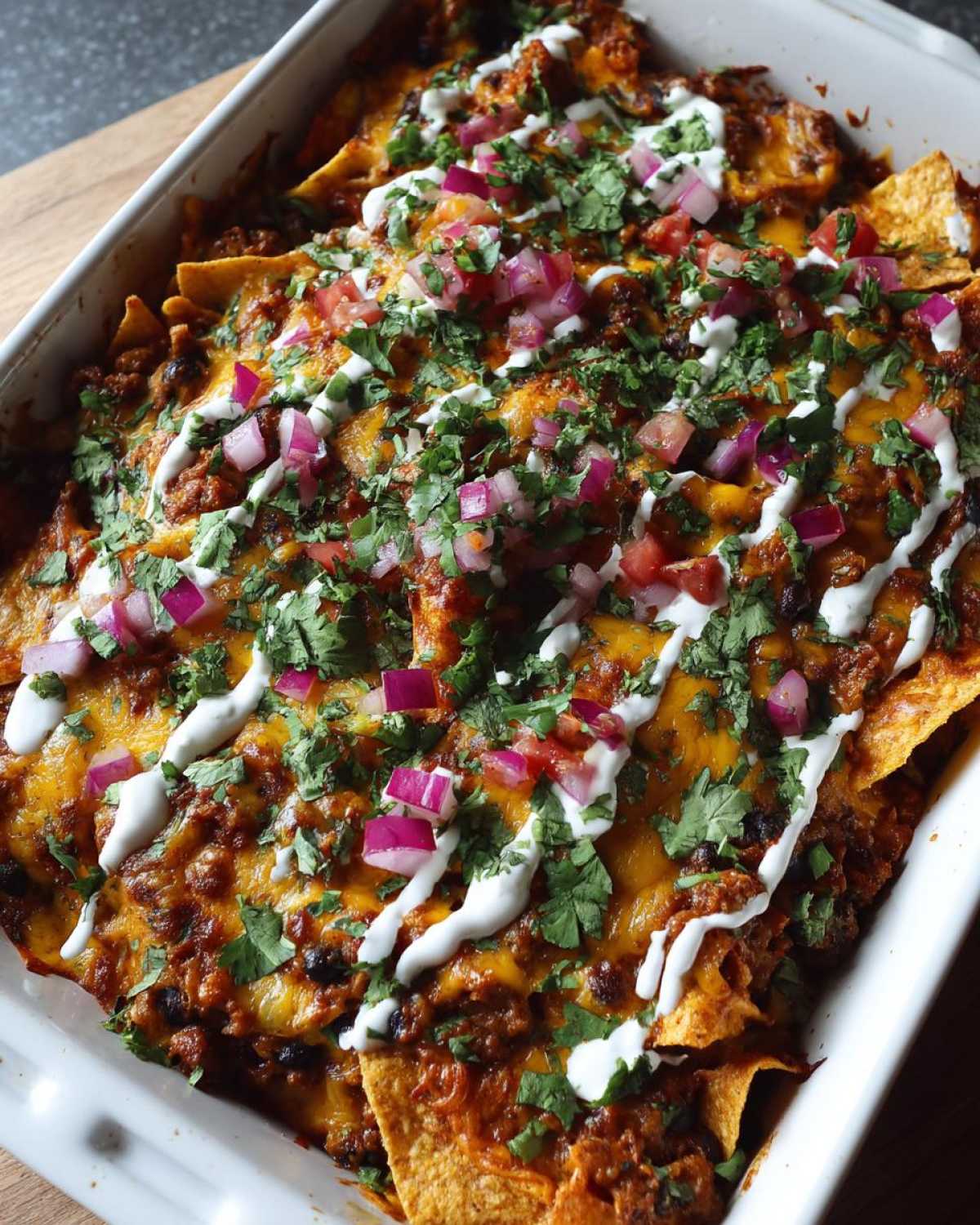 Lazy enchiladas with tortilla chips