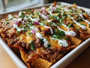 Lazy enchiladas with tortilla chips