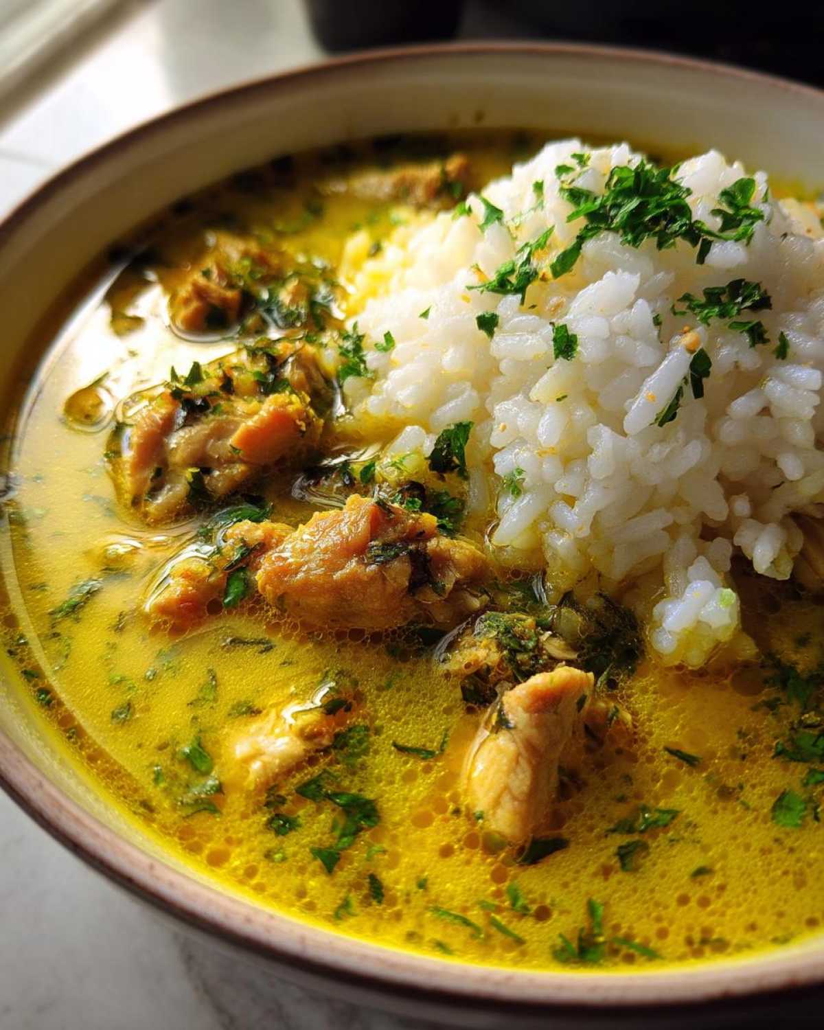 Lemon Ginger Turmeric Chicken and Rice Soup