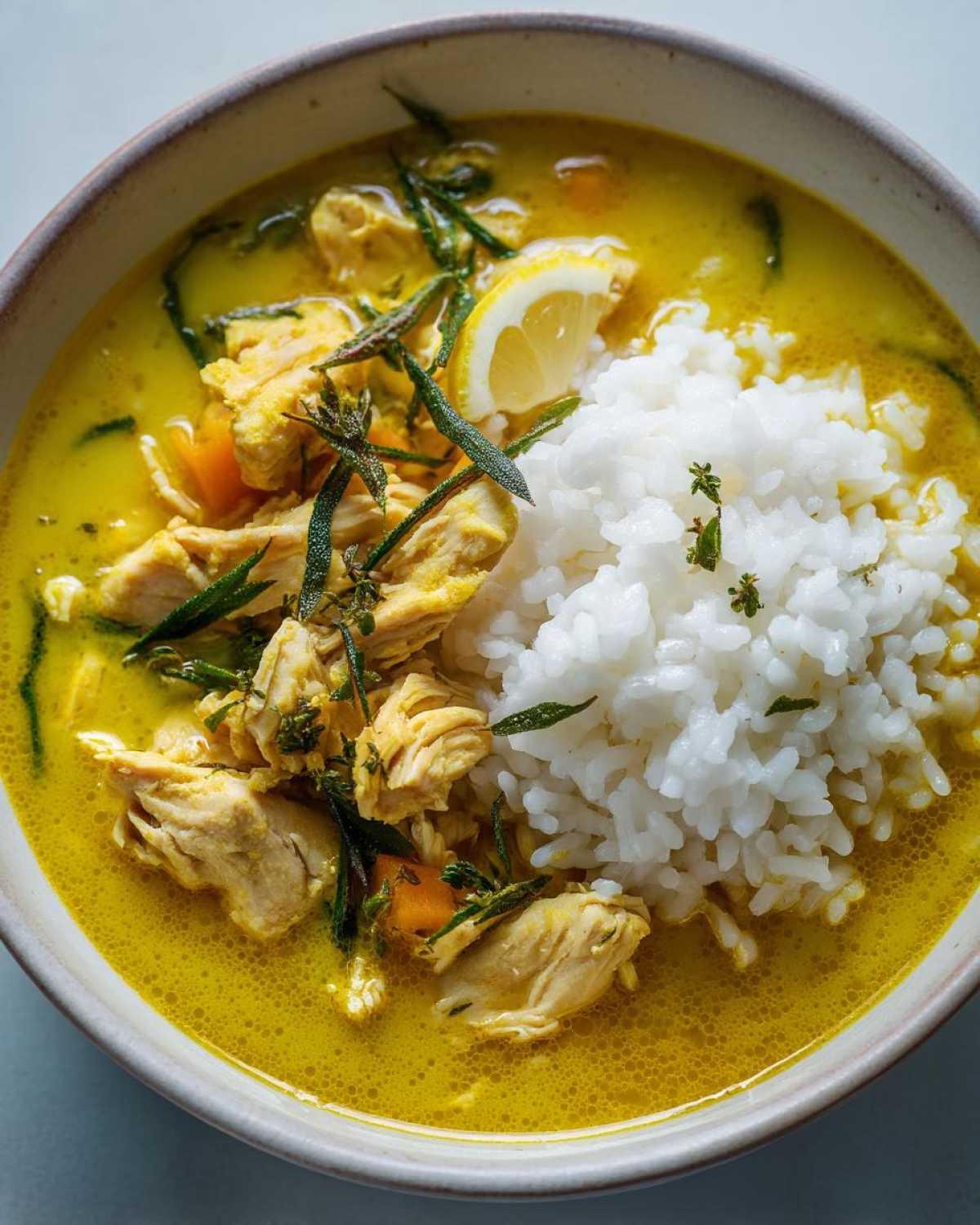 Lemon Ginger Turmeric Chicken and Rice Soup