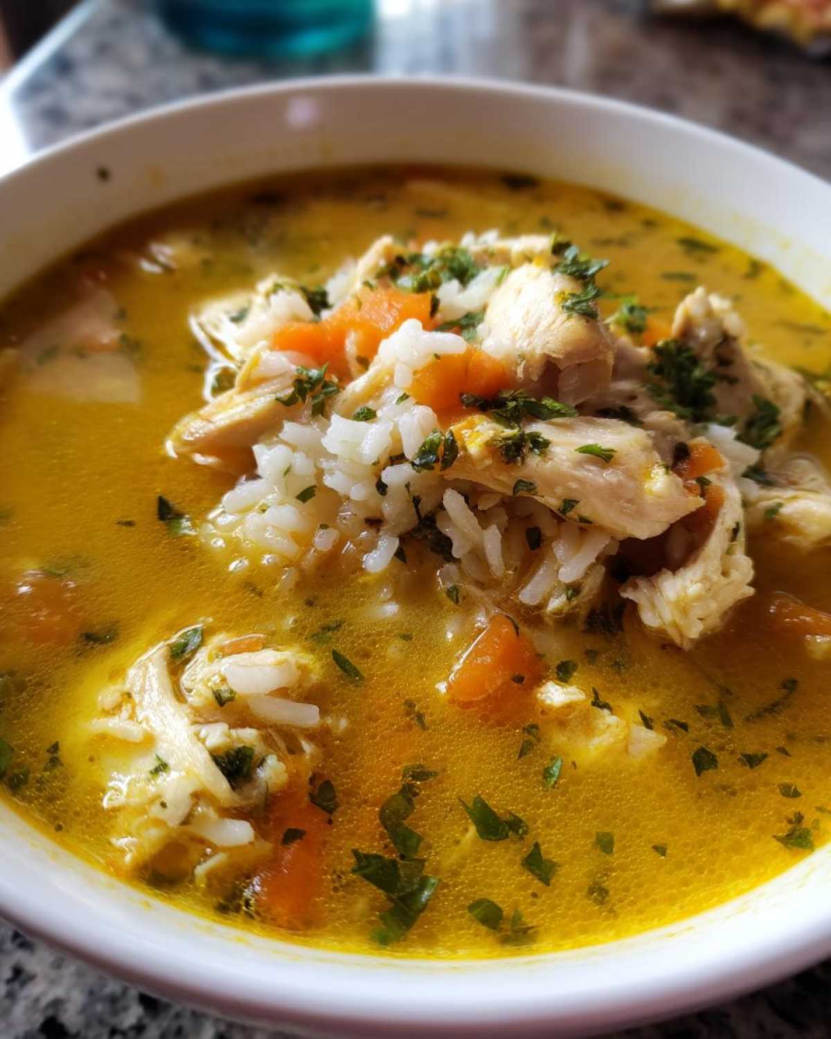 Lemon Ginger Turmeric Chicken and Rice Soup