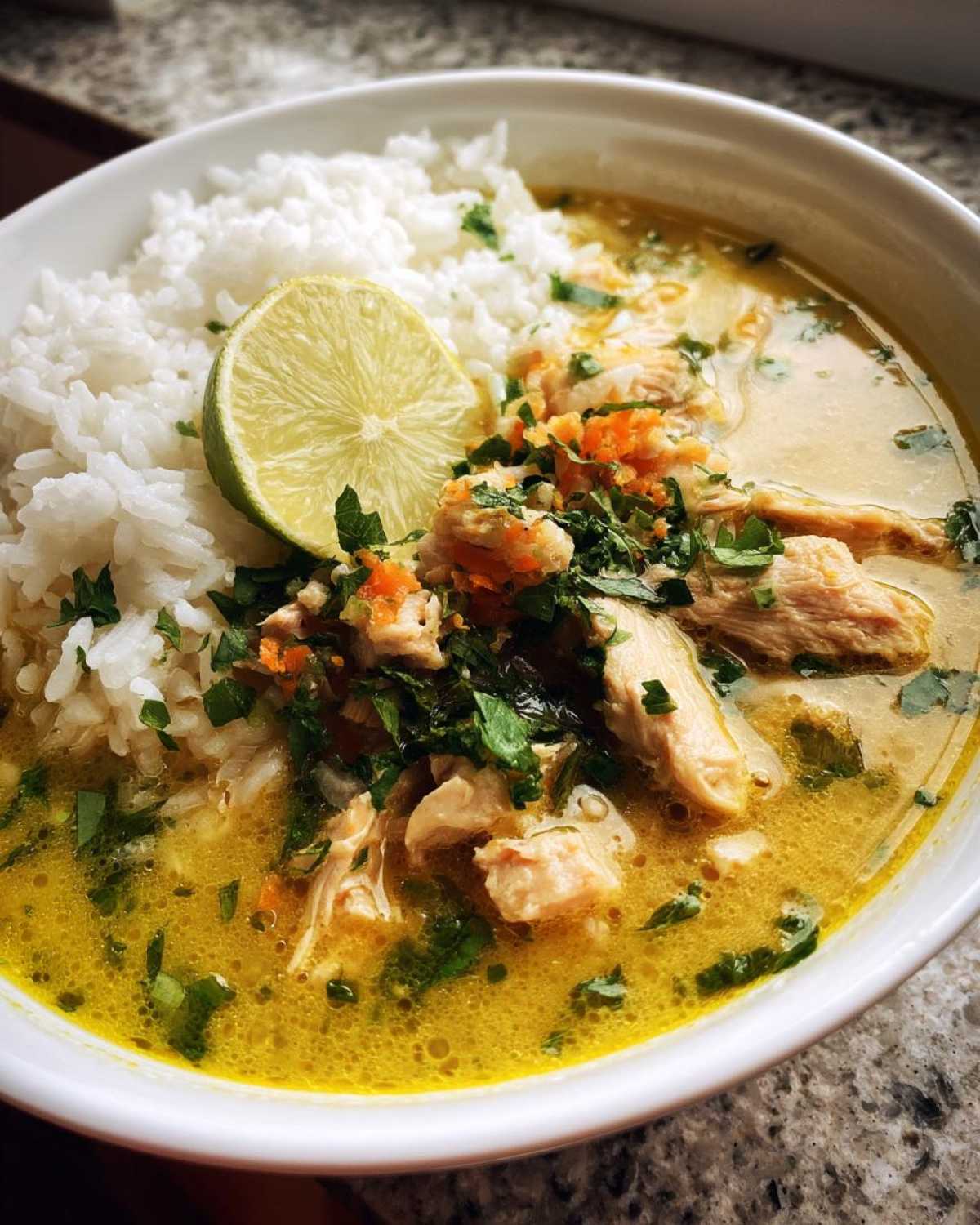 Lemon Ginger Turmeric Chicken and Rice Soup