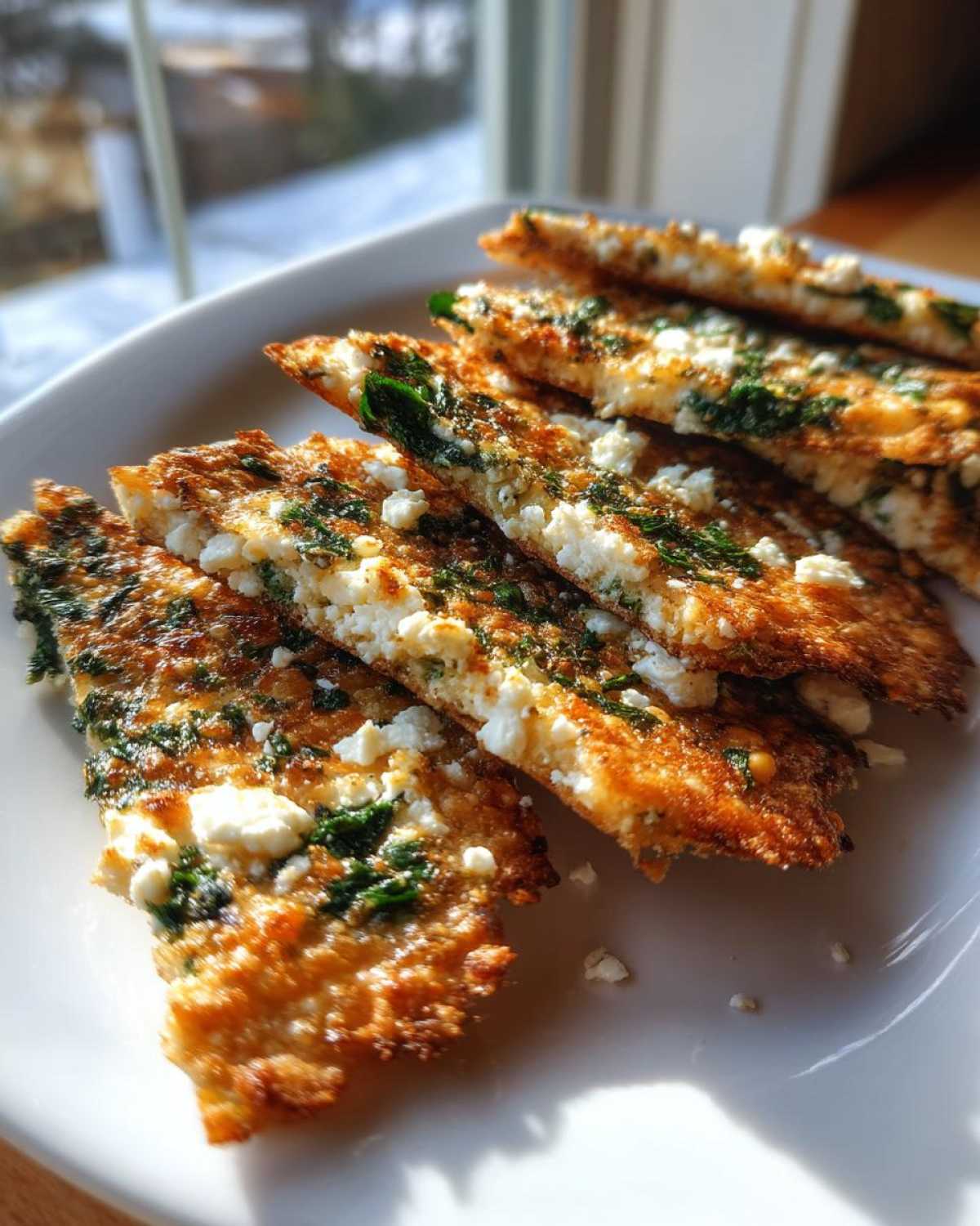 Mediterranean Spinach and Feta Cheese Crisps