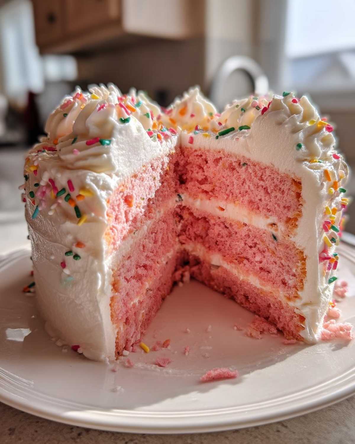 Pink birthday cake Heart Shaped