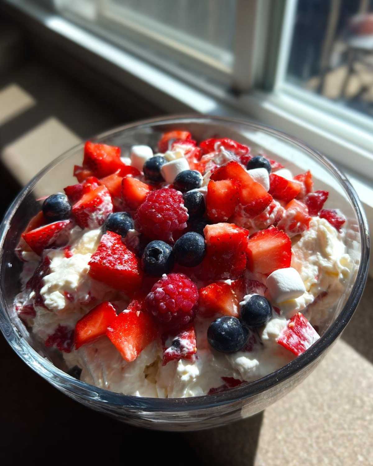 Red White and Blue Cheesecake Salad