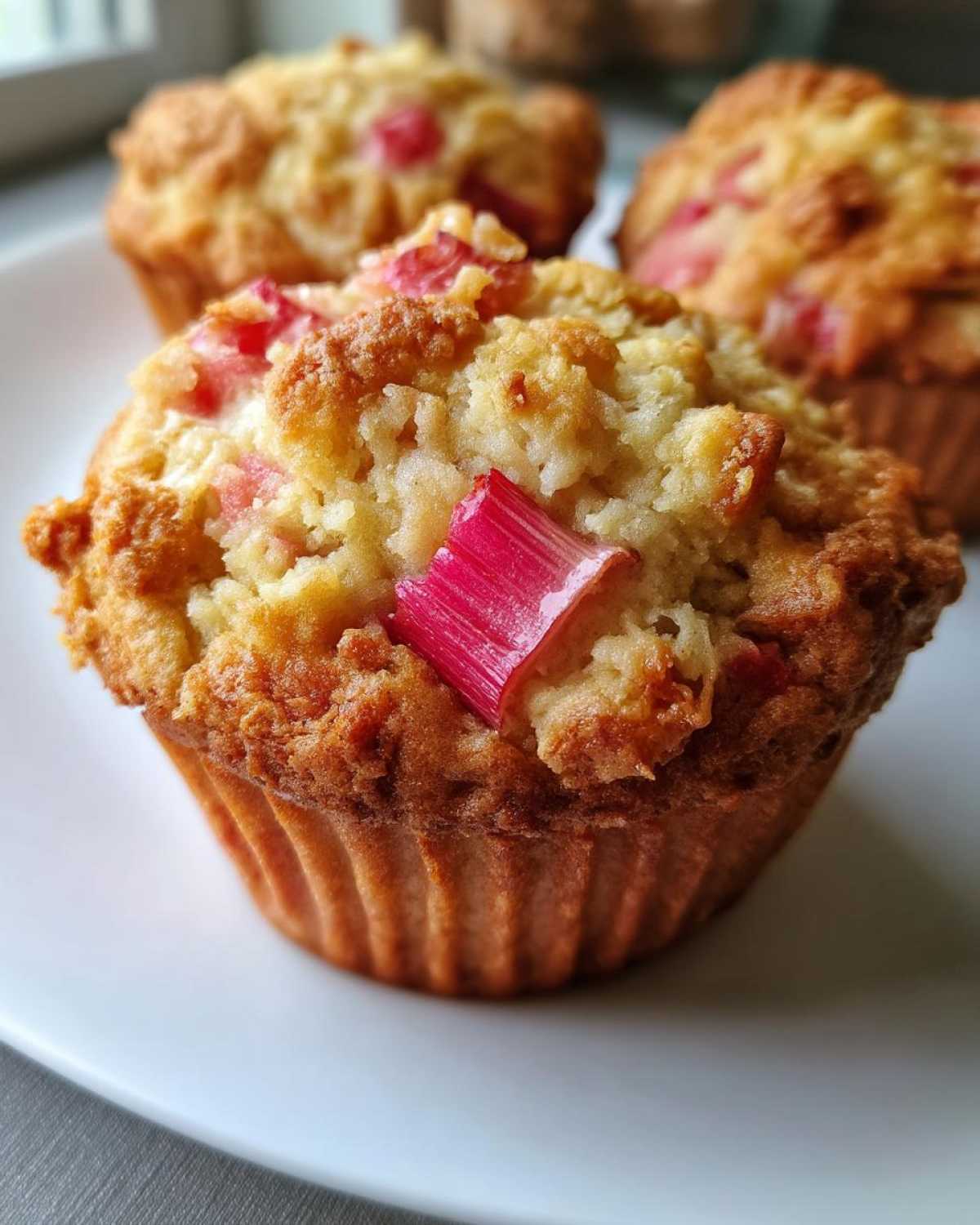Rhubarb Muffins with Greek Yogurt