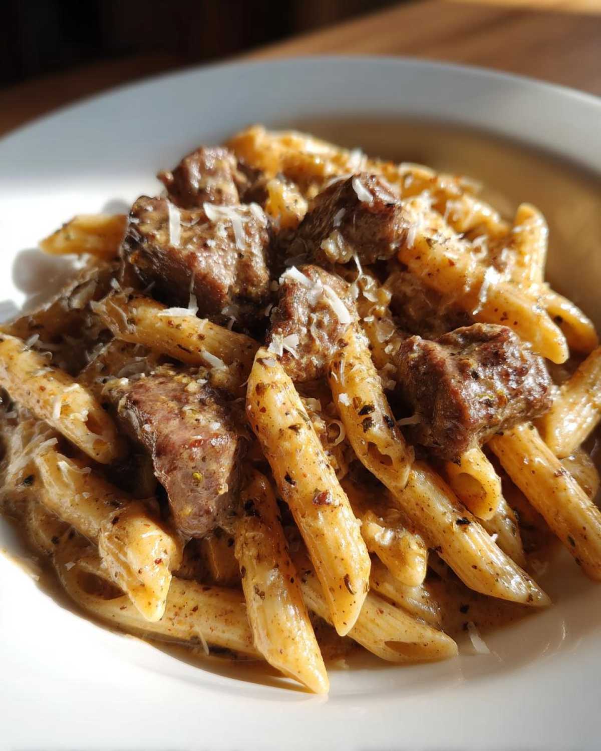 Slow Cooker Creamy Garlic Beef Pasta