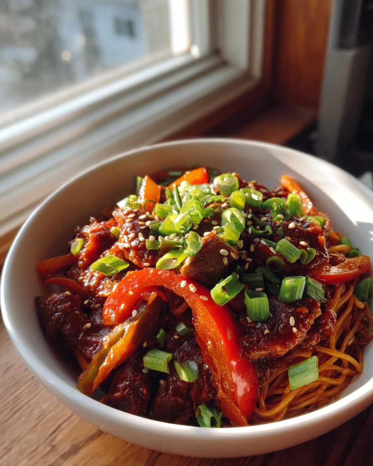 Spicy Korean Gochujang Beef Noodles