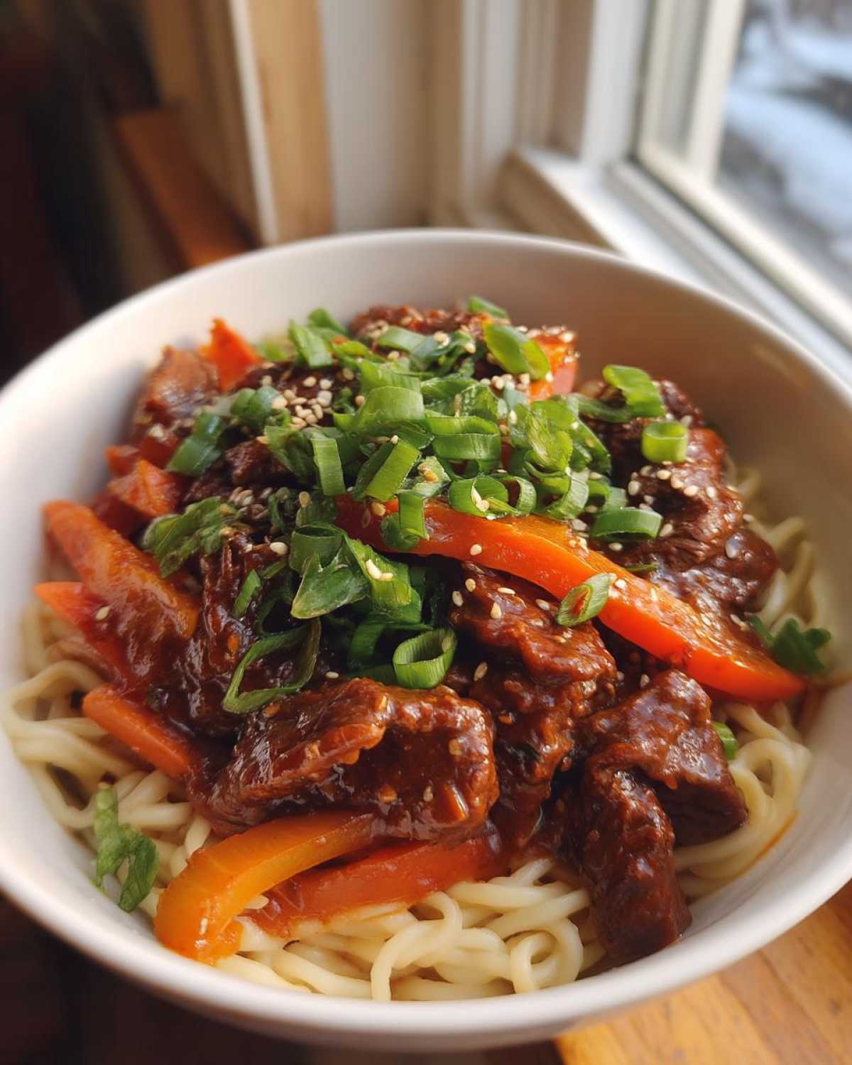 Spicy Korean Gochujang Beef Noodles