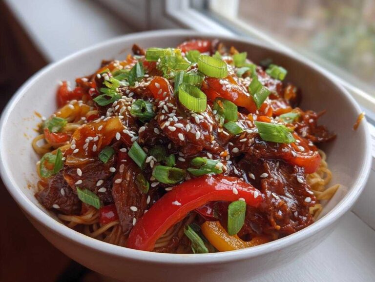 Spicy Korean Gochujang Beef Noodles
