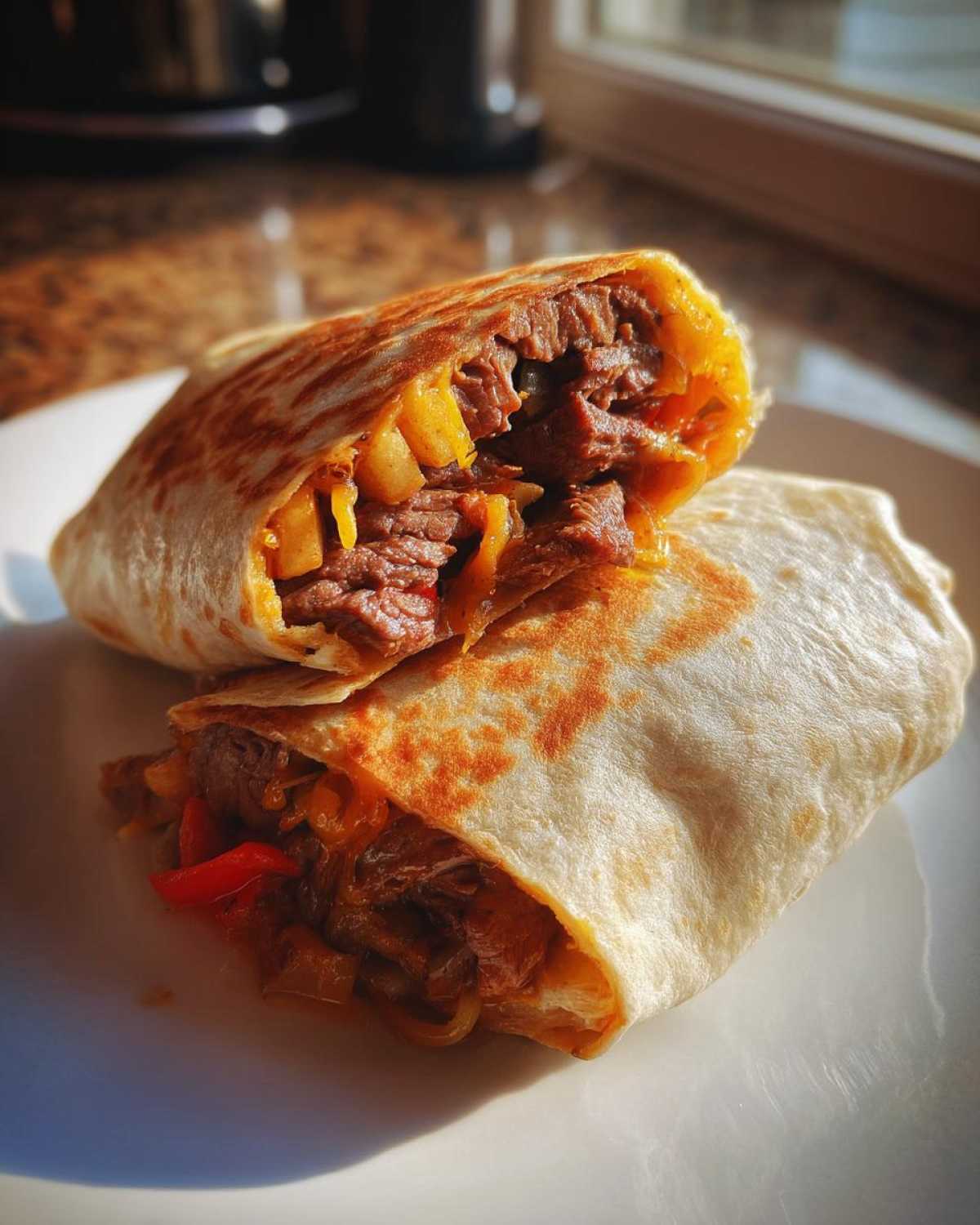 Steak & Cheese Dirty Fry Burritos