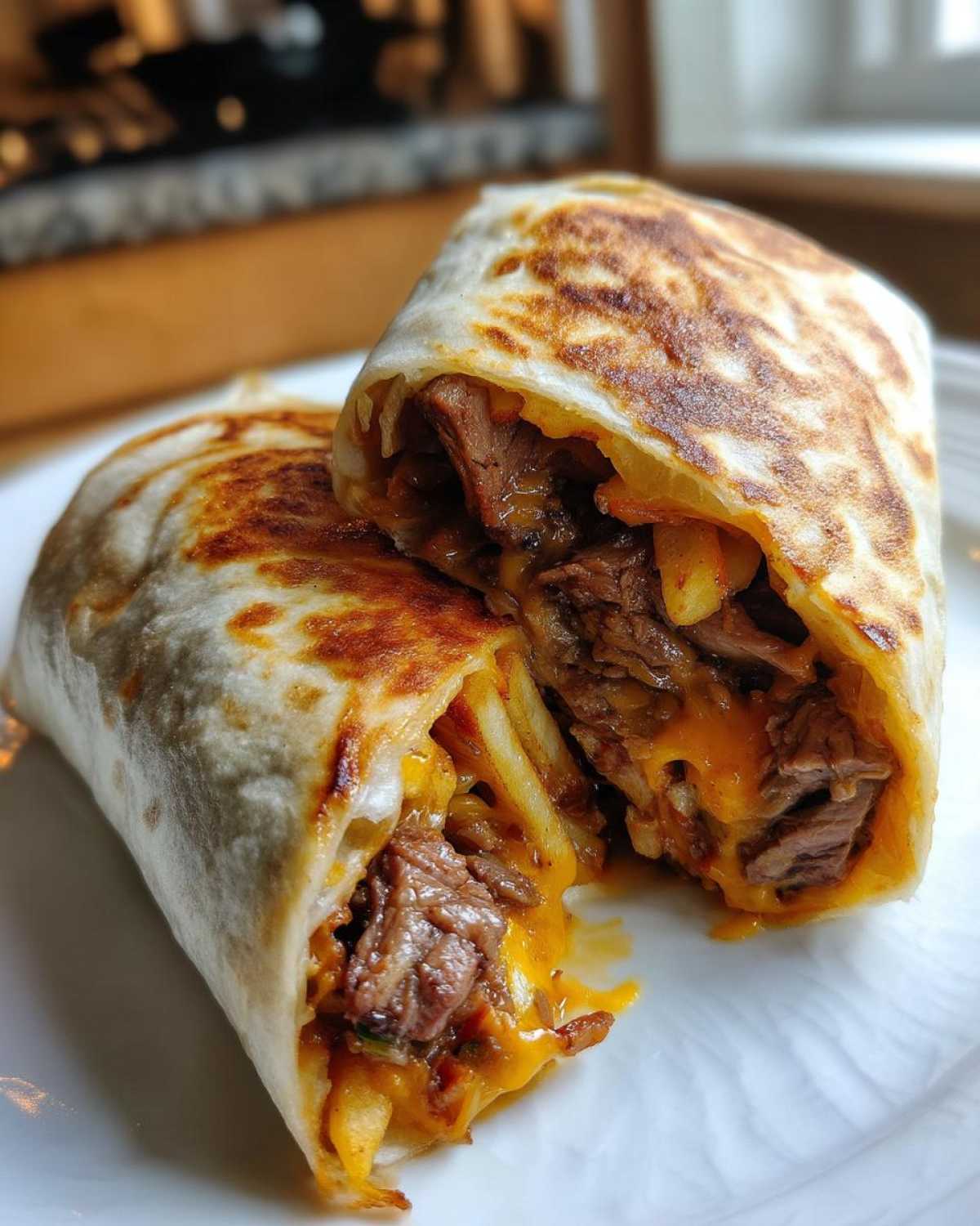 Steak & Cheese Dirty Fry Burritos