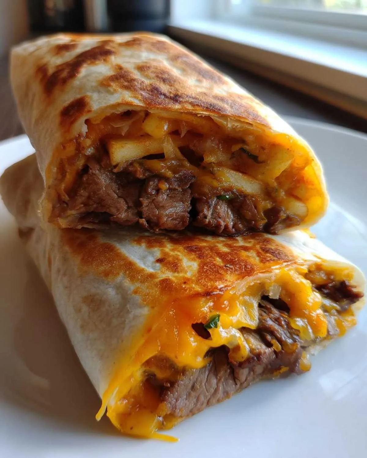 Steak & Cheese Dirty Fry Burritos
