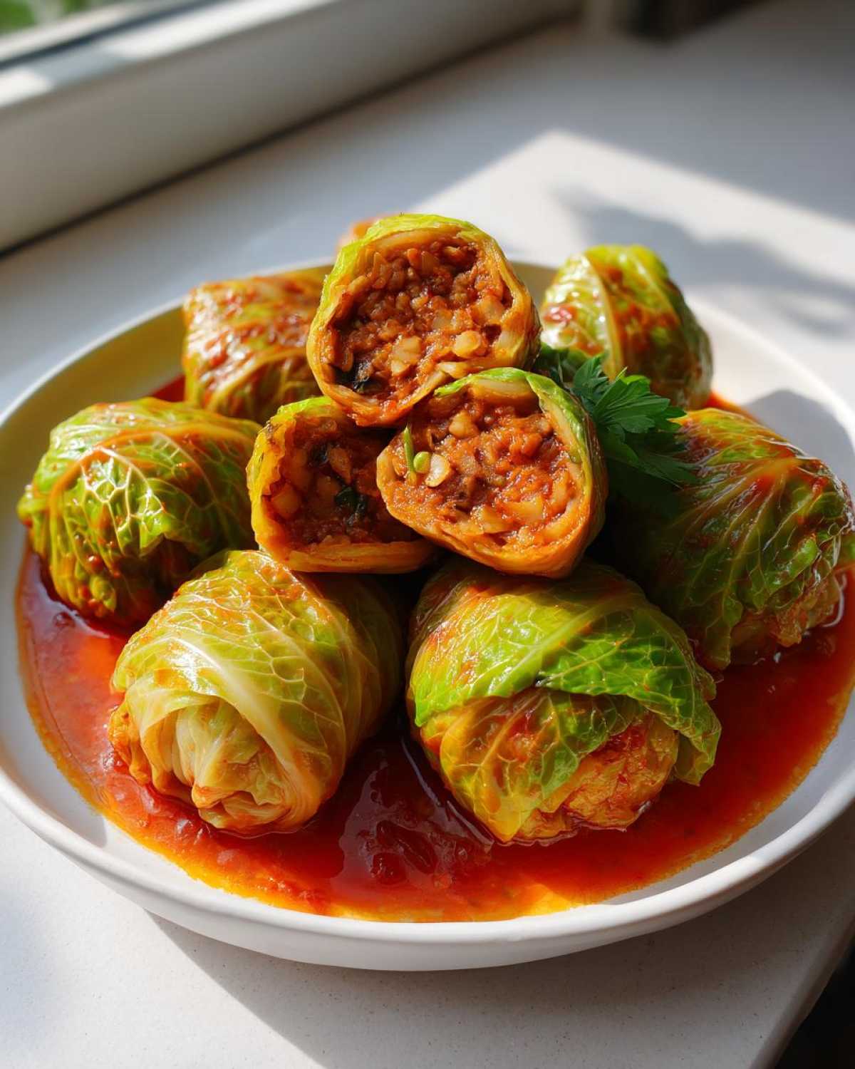 Vegetarian stuffed cabbage rolls
