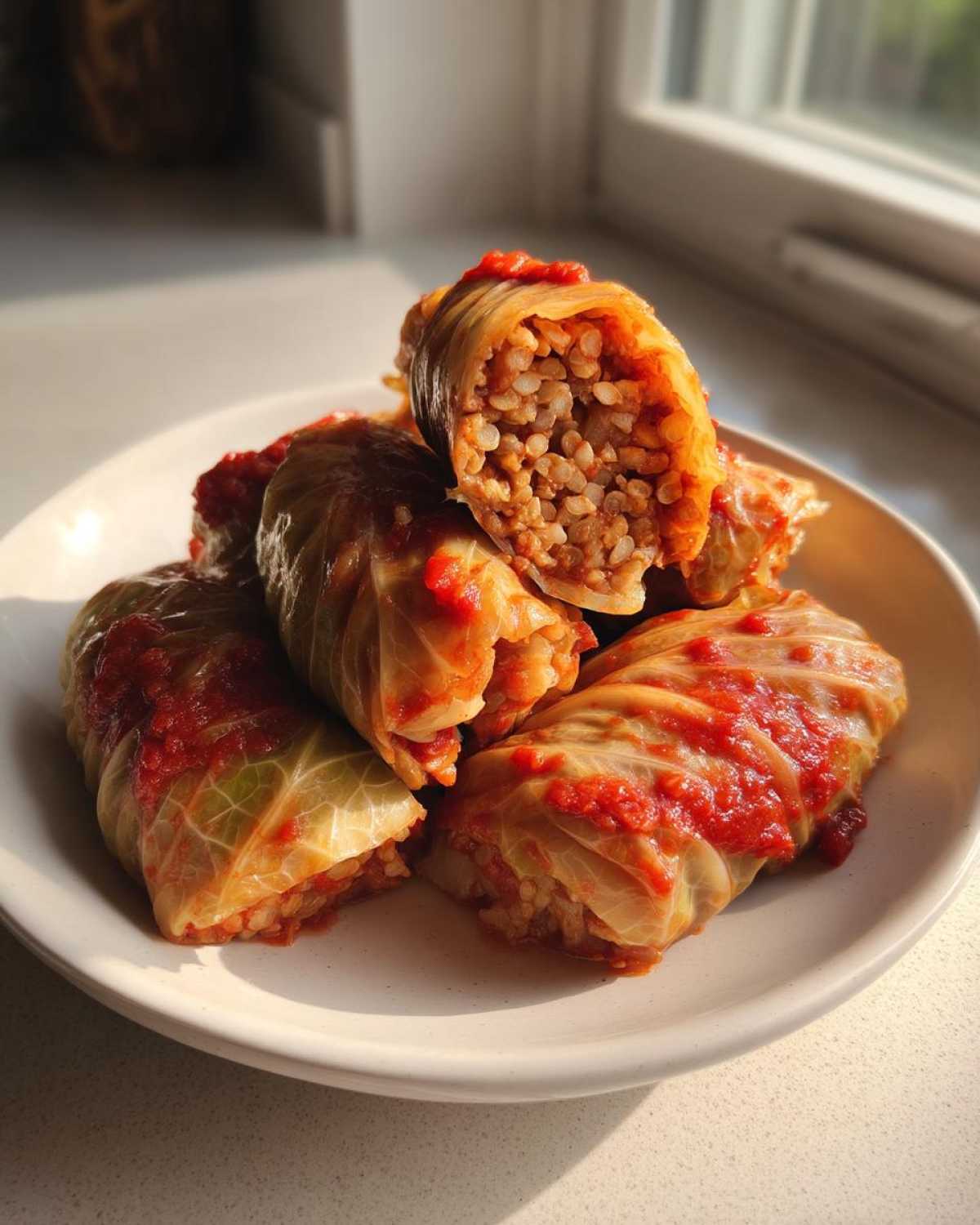 Vegetarian stuffed cabbage rolls