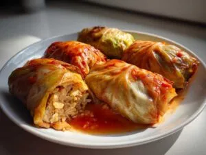 Vegetarian stuffed cabbage rolls