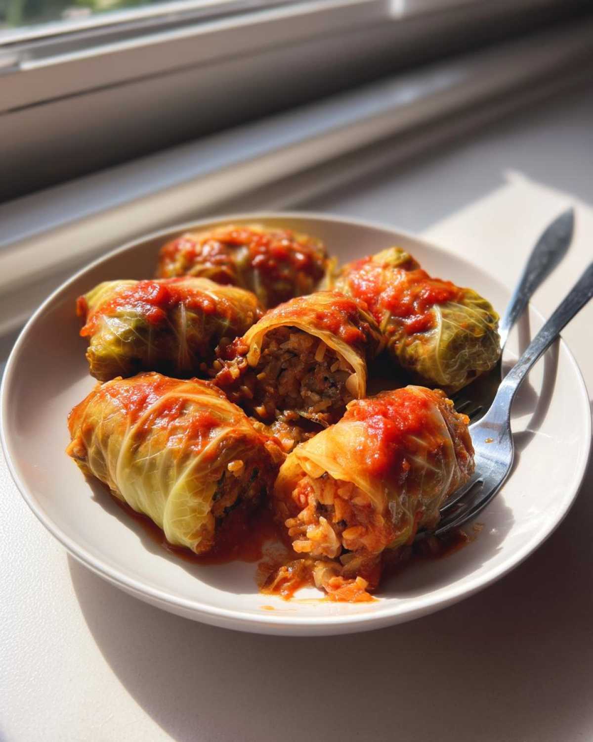 Vegetarian stuffed cabbage rolls