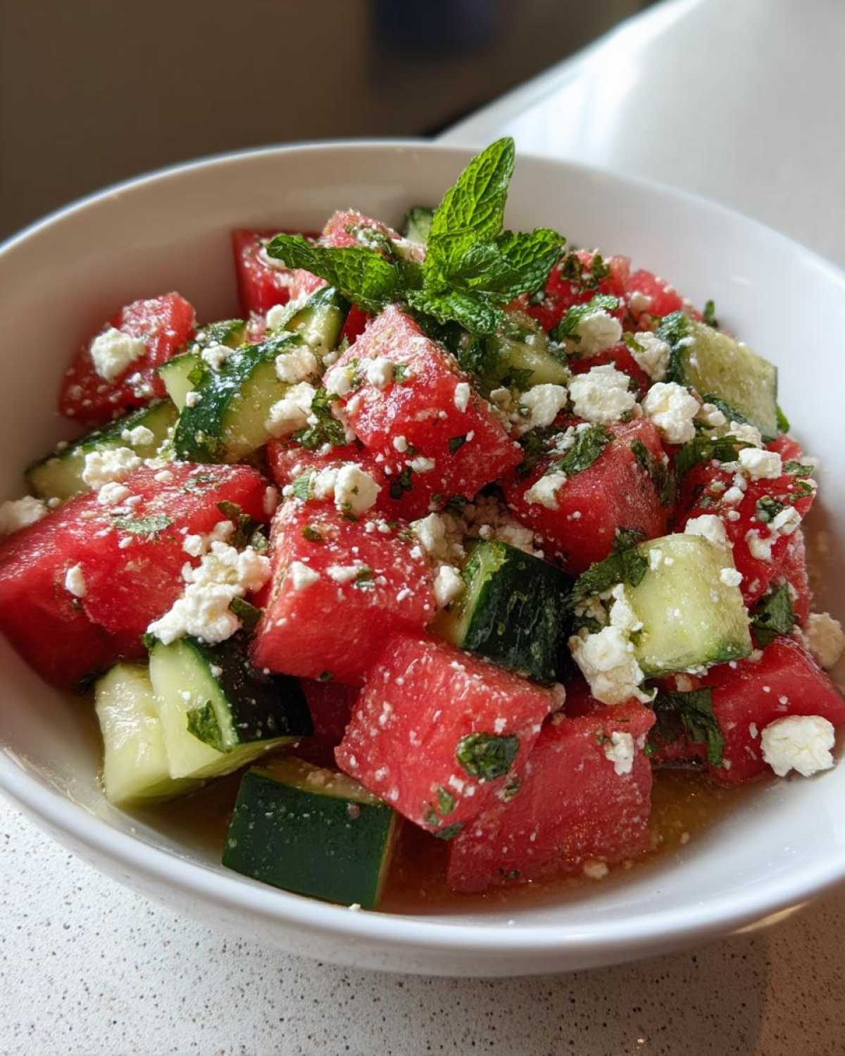 Watermelon Feta Cucumber Salad