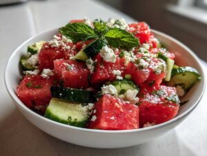 Watermelon Feta Cucumber Salad
