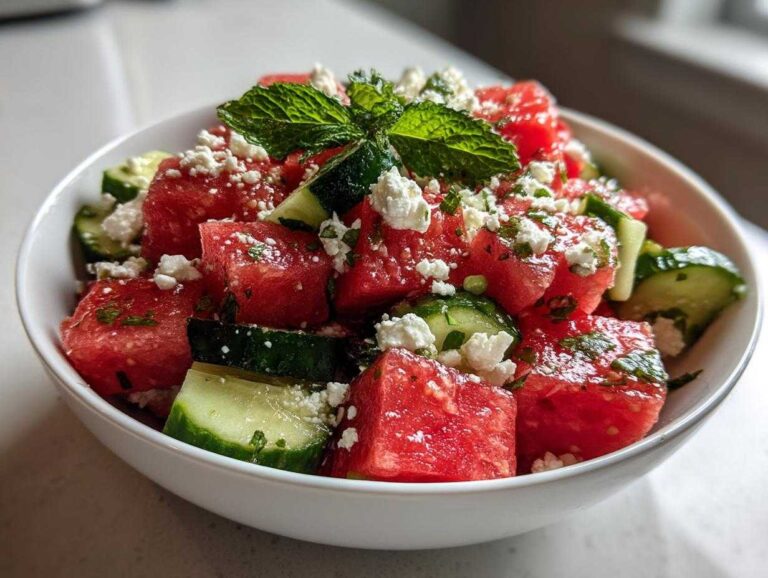 Watermelon Feta Cucumber Salad