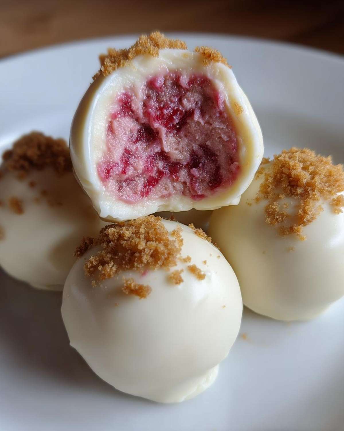 White Chocolate Raspberry Cheesecake Balls