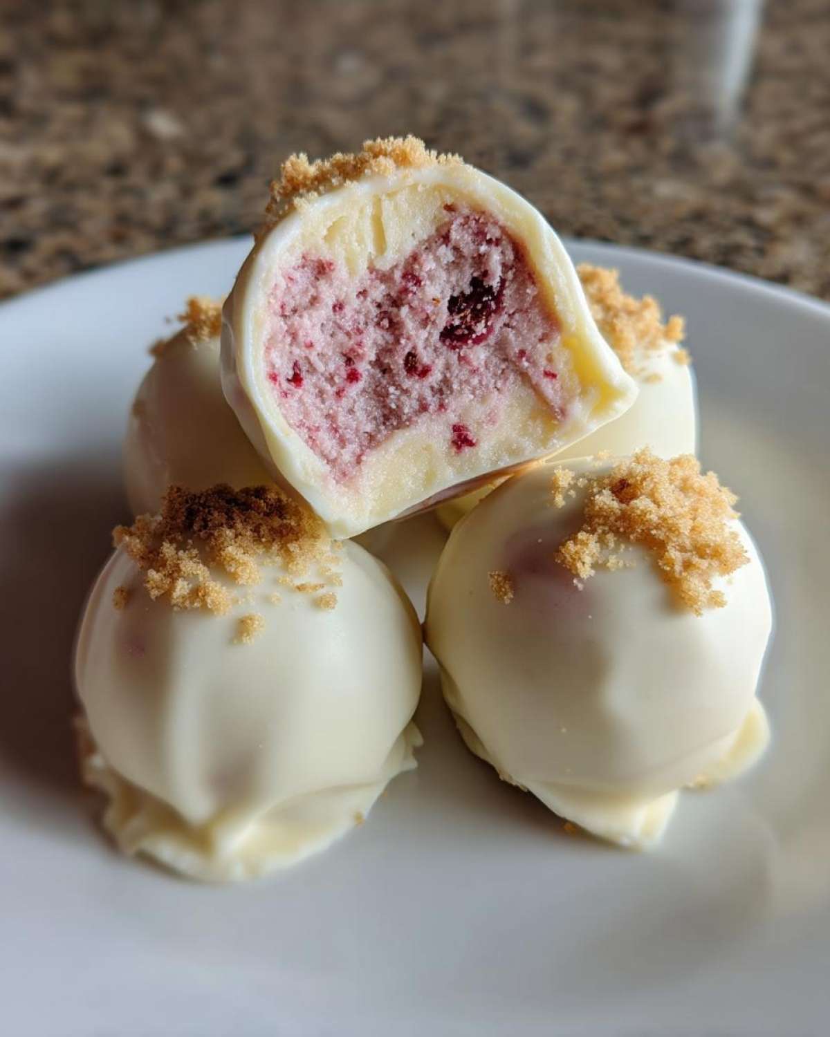 White Chocolate Raspberry Cheesecake Balls