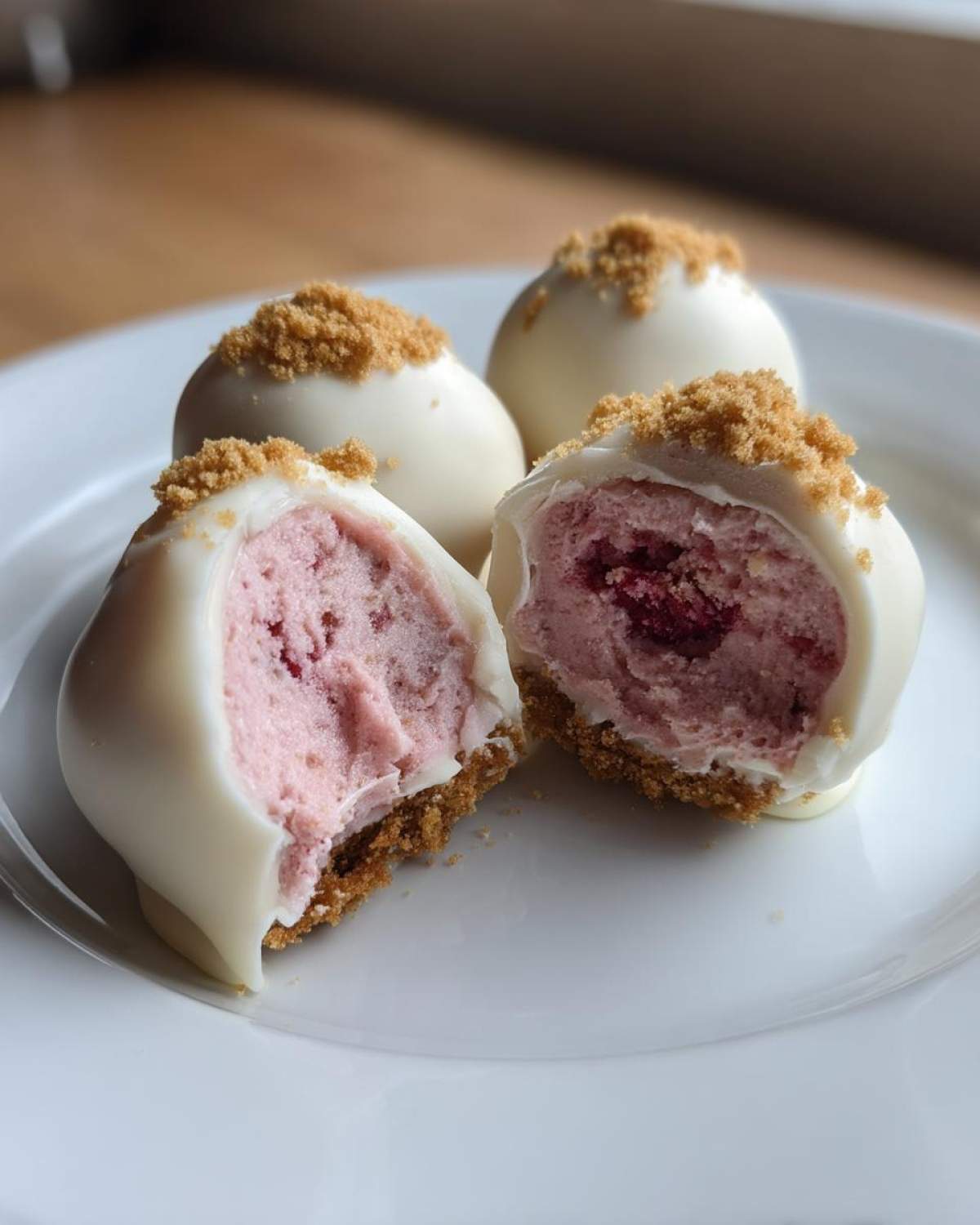White Chocolate Raspberry Cheesecake Balls