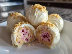 White Chocolate Raspberry Cheesecake Balls